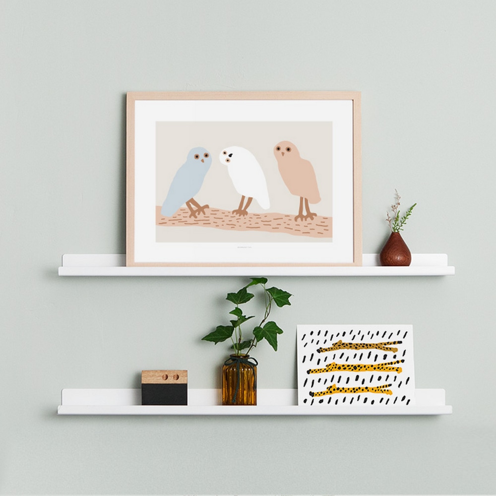 ArtPrint - Hello Owls Light Grey – Bild 2